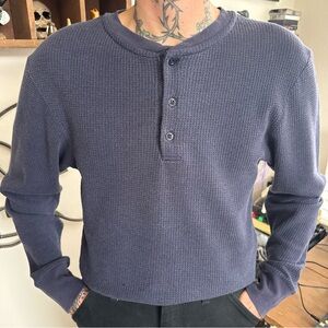 Vintage 2000s Joe Boxer Navy Blue Henley Thermal ~ Size Medium